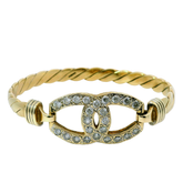 6.5" Pre-owned 9CT CZ Double Horse Shoe Bangle (24.8g)